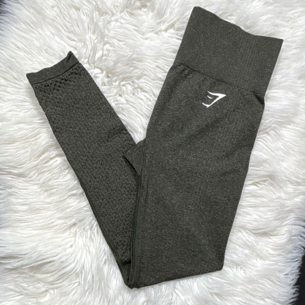 Gymshark Women's Dark Green Ankle Leggings Small Lightweight Athletic